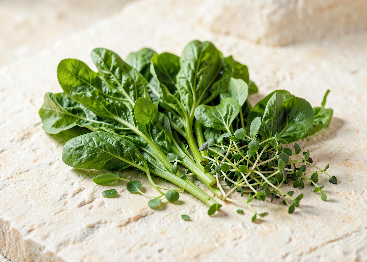 Freshly harvested leafy greens and herbs